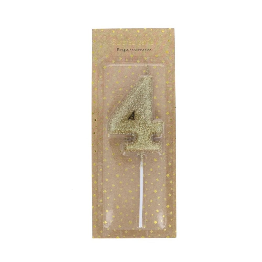 GOLD GLITTER BIRTHDAY NUMBER CANDLE