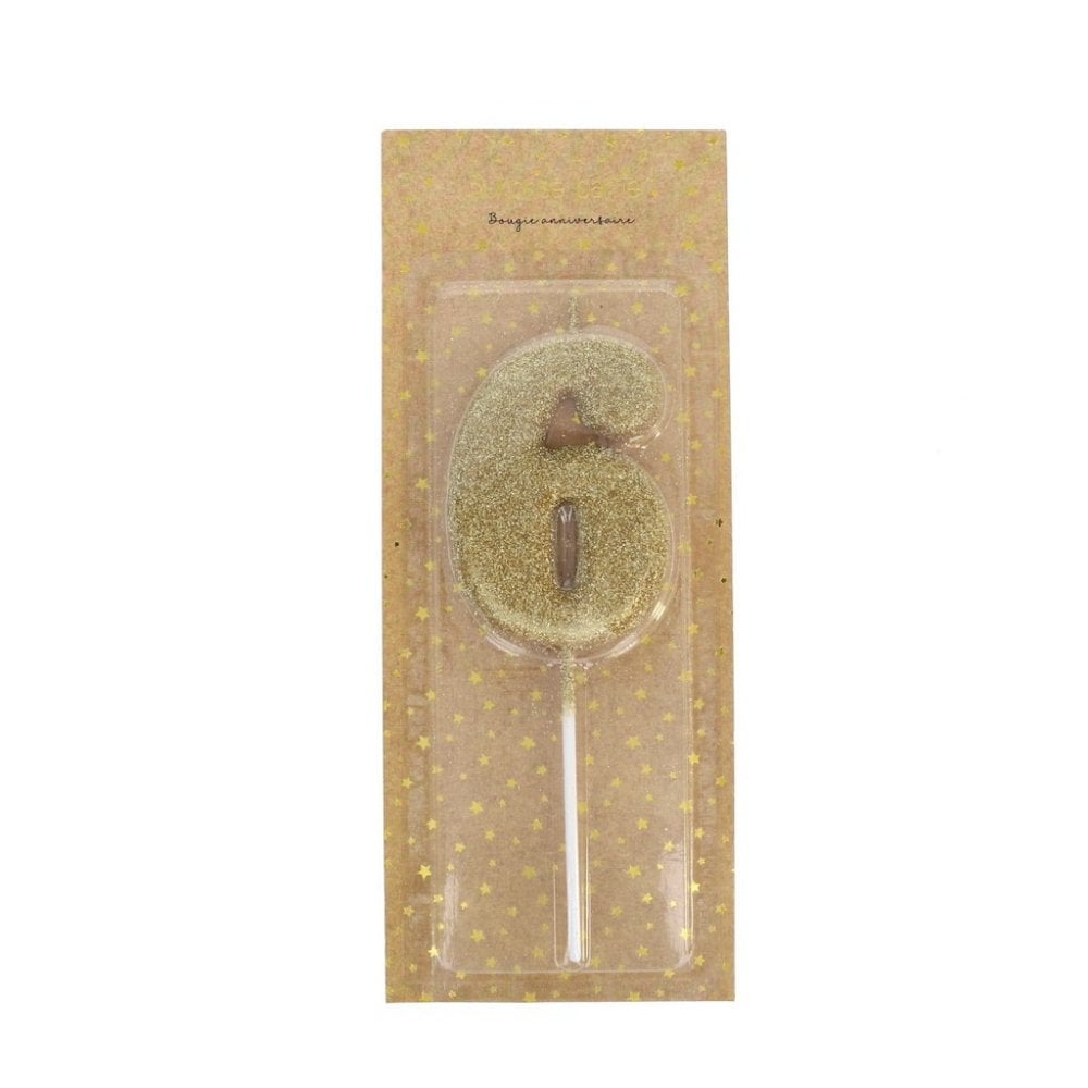 GOLD GLITTER BIRTHDAY NUMBER CANDLE