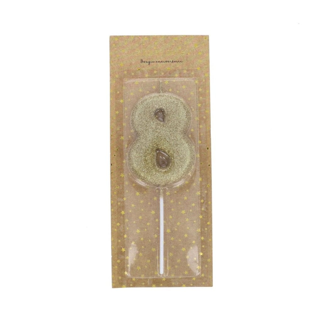 GOLD GLITTER BIRTHDAY NUMBER CANDLE