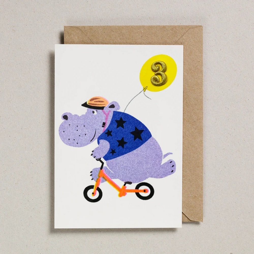 CONFETTI PETS CARD - HIPPO AGE 3