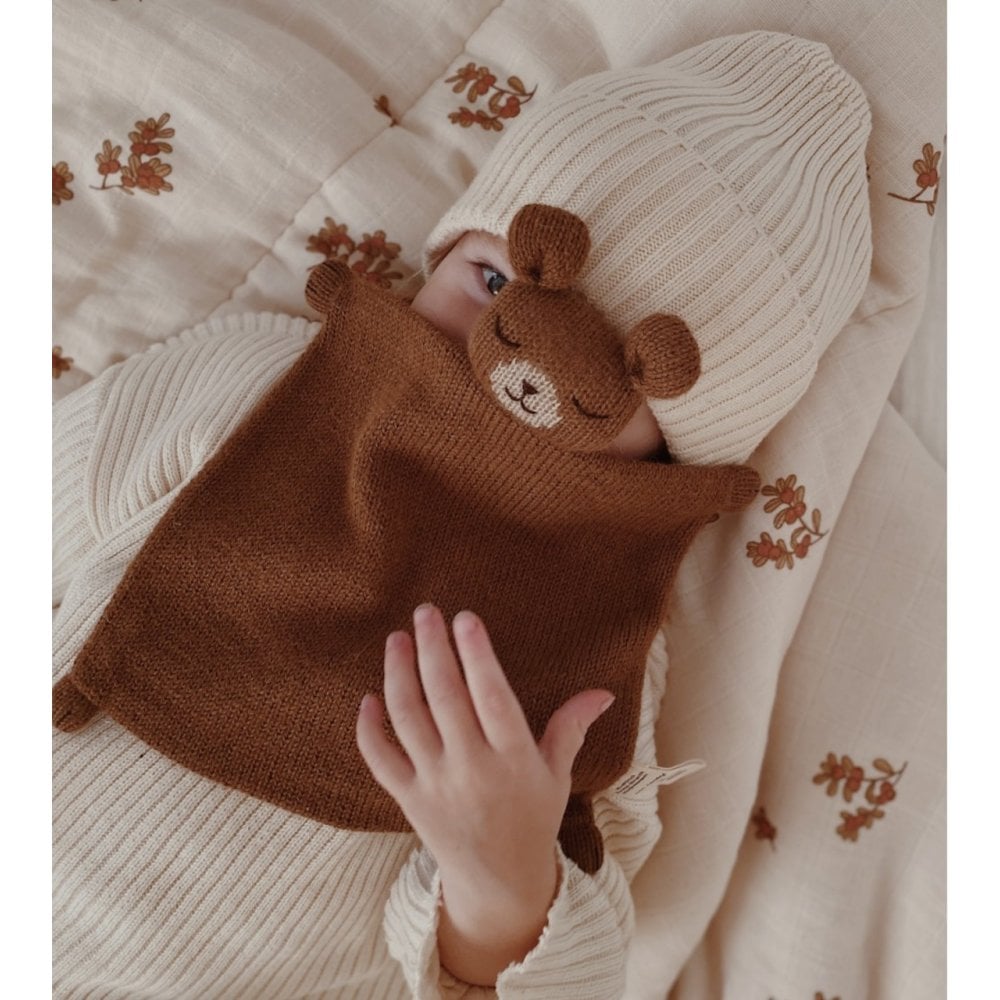 KNIT CUDDLE CLOTH COMFORTER - TEDDY NUT