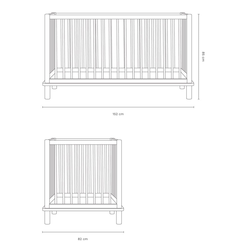 LATITUDE EVOLVING SOLID OAK WOOD CRIB COT BED