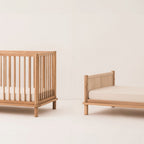 LATITUDE EVOLVING SOLID OAK WOOD CRIB COT + JUNIOR BED EXTENSION SET