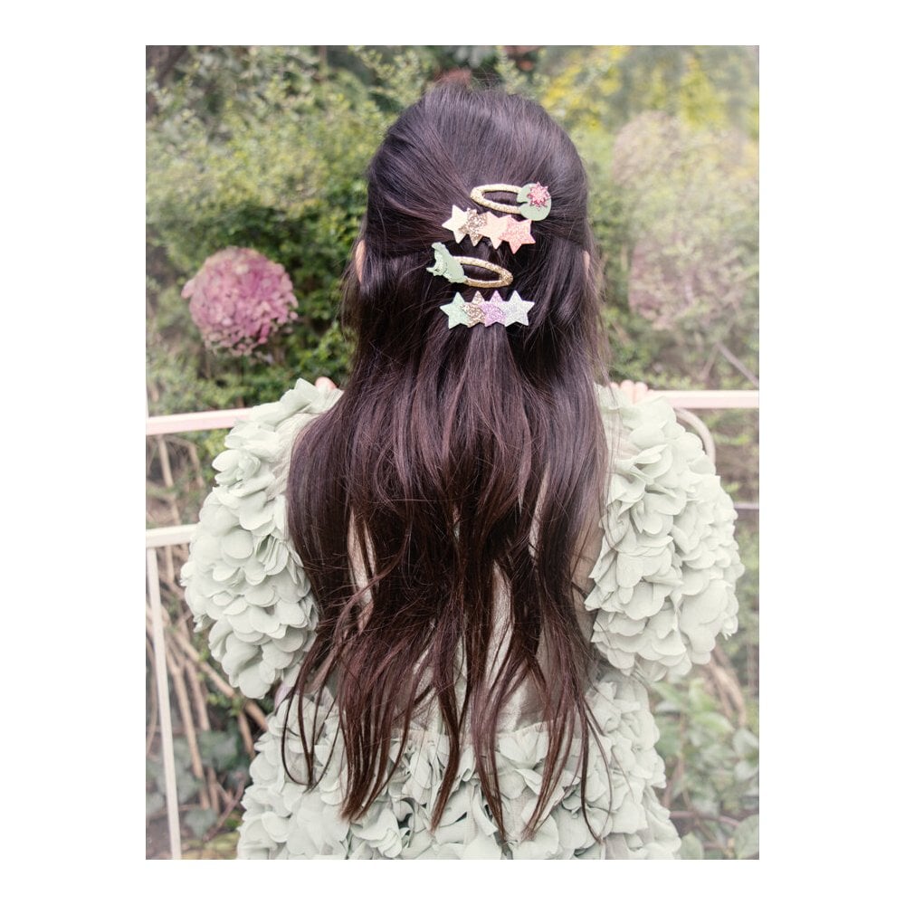 RAINBOW SHIMMER STAR HAIR CLIPS