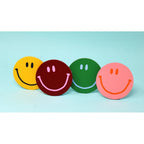 HAPPY FACE SMILE LEATHER COASTERS - SET OF 4