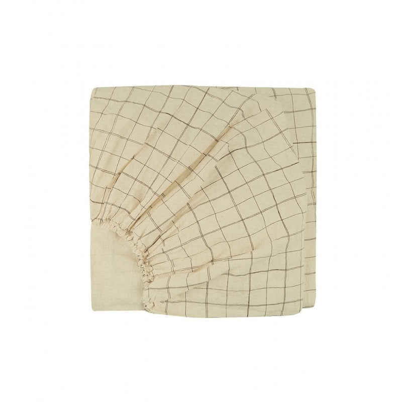 L1N0 FITTED SHEET 70X140cm - Green Tea Grid