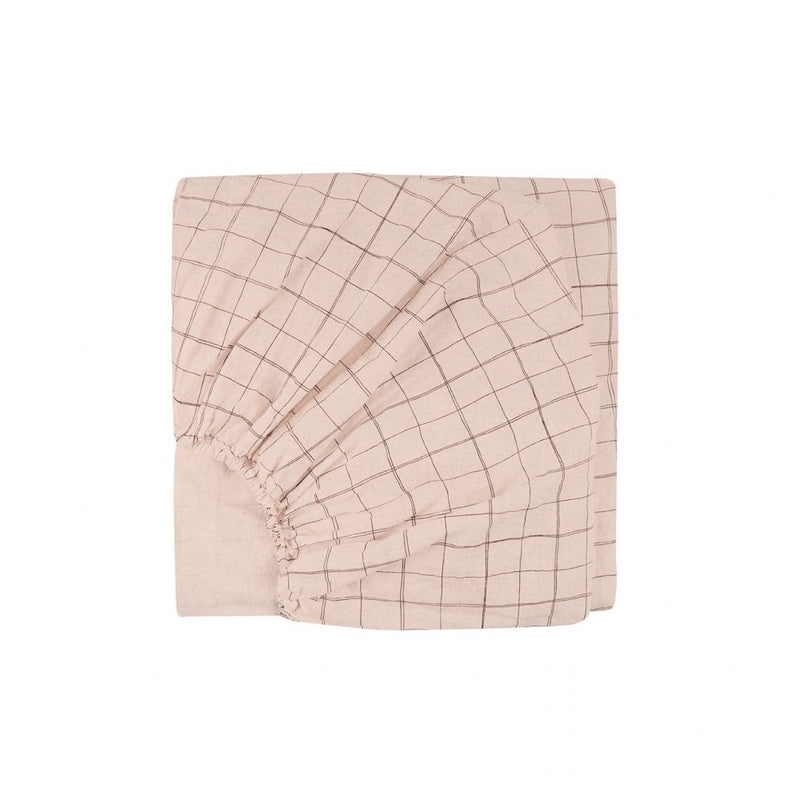 L1N0 FITTED SHEET 70X140cm - Mauve Pink Grid