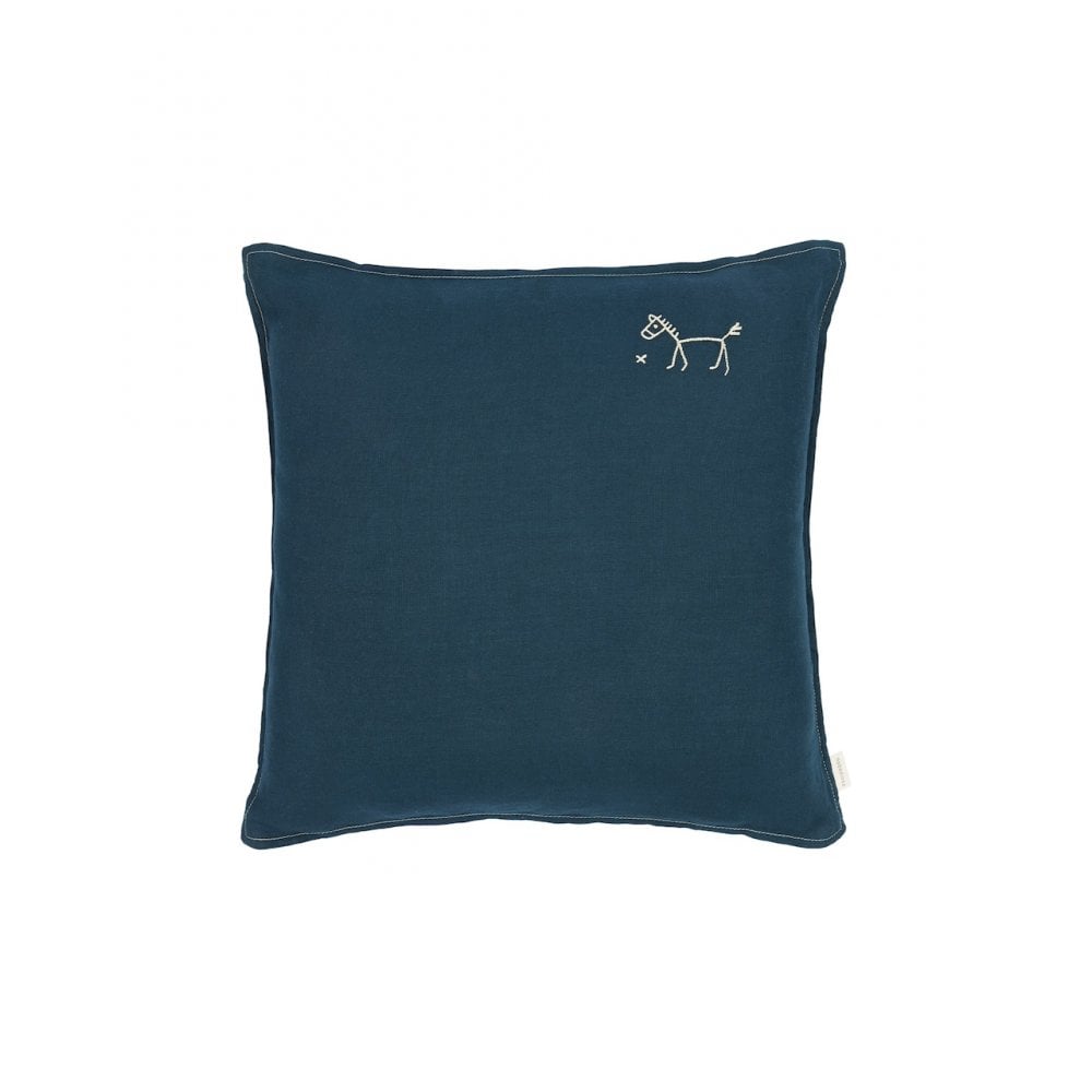EMBROIDERED SQUARE CUSHION L1N0 WASHED LINEN 45x45cm