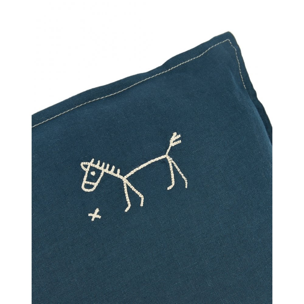 EMBROIDERED SQUARE CUSHION L1N0 WASHED LINEN 45x45cm