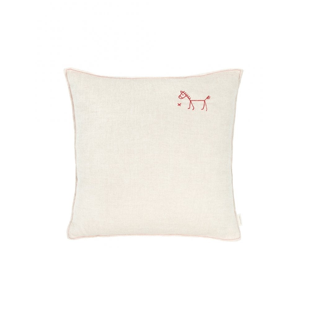 EMBROIDERED SQUARE CUSHION L1N0 WASHED LINEN 45x45cm