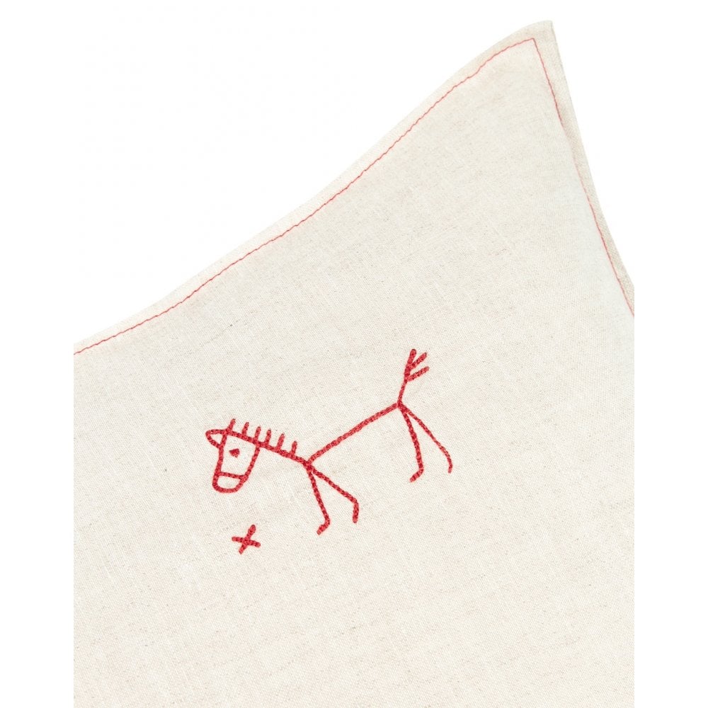 EMBROIDERED SQUARE CUSHION L1N0 WASHED LINEN 45x45cm