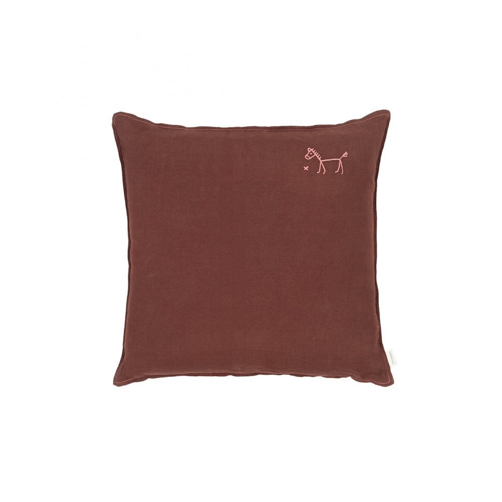EMBROIDERED SQUARE CUSHION L1N0 WASHED LINEN 45x45cm