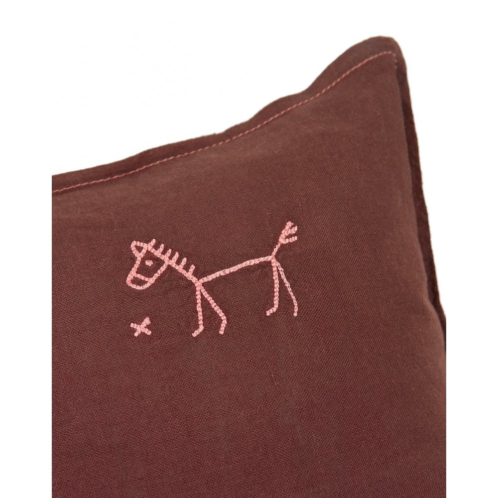 EMBROIDERED SQUARE CUSHION L1N0 WASHED LINEN 45x45cm
