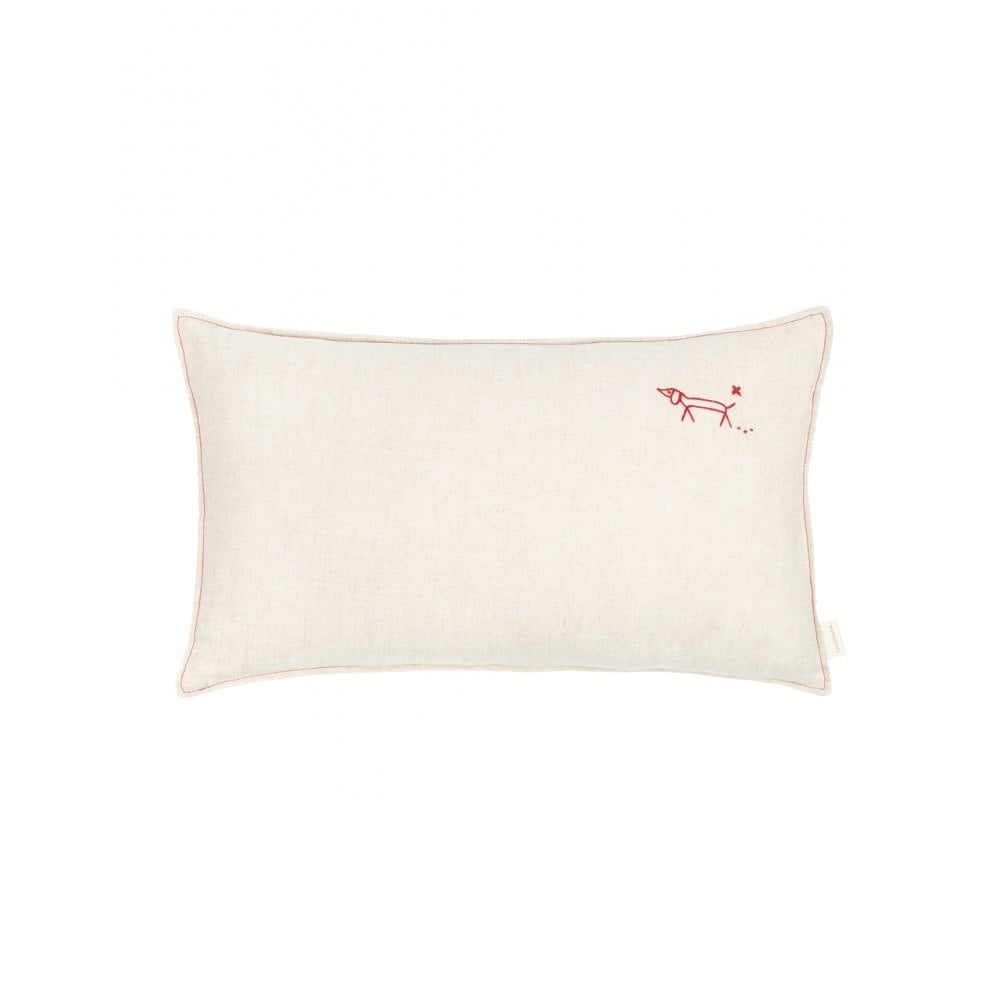 EMBROIDERED RECTANGULAR CUSHION L1N0 WASHED LINEN 50x30cm