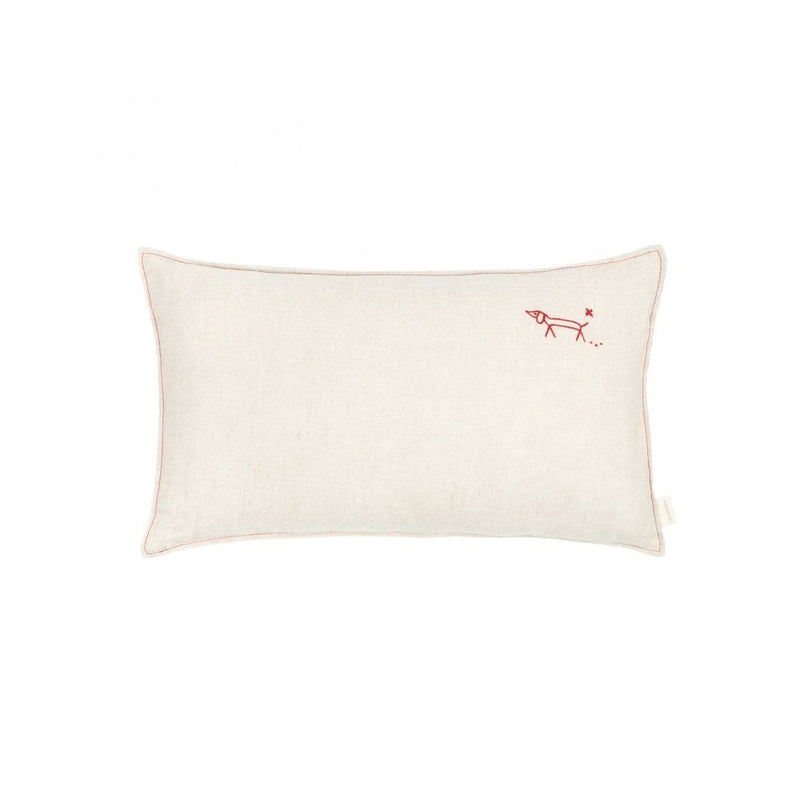 EMBROIDERED RECTANGULAR CUSHION L1N0 WASHED LINEN 50x30cm - Greige