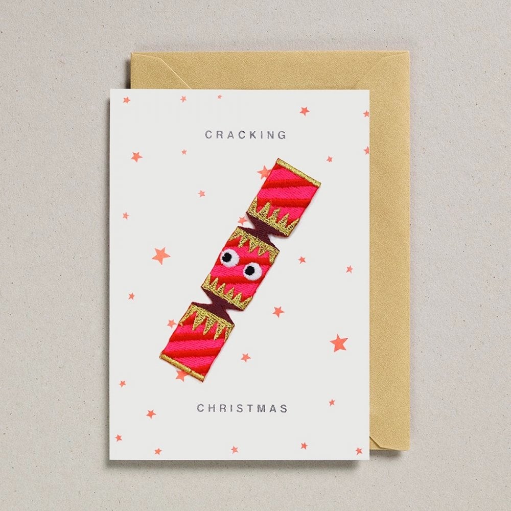 CRACKING CHRISTMAS CRACKER IRON ON PATCH CARD