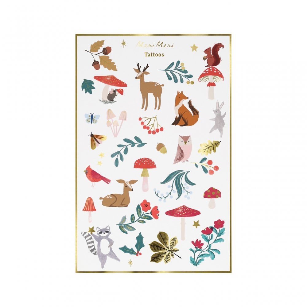 WOODLAND TEMPORARY TATTOO SHEETS