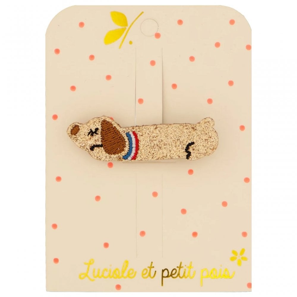 GOLD SAUSAGE DOG HAIR CLIP