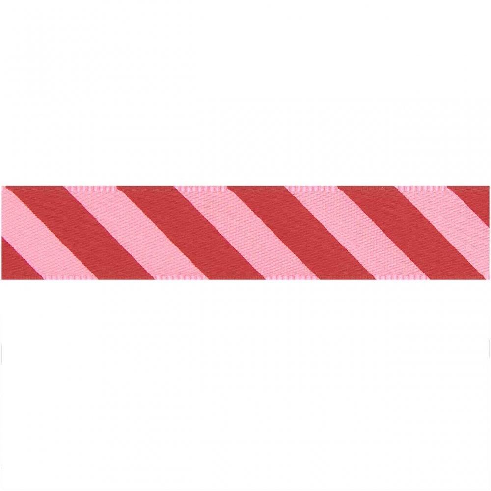 CANDY CANE STRIPE RIBBON - NEON PINK & RED