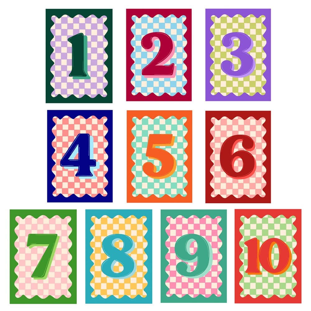CHECKERBOARD AGE NUMBER CARD