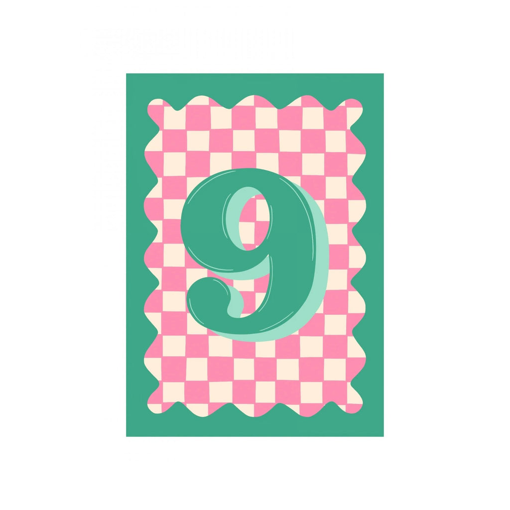 CHECKERBOARD AGE NUMBER CARD