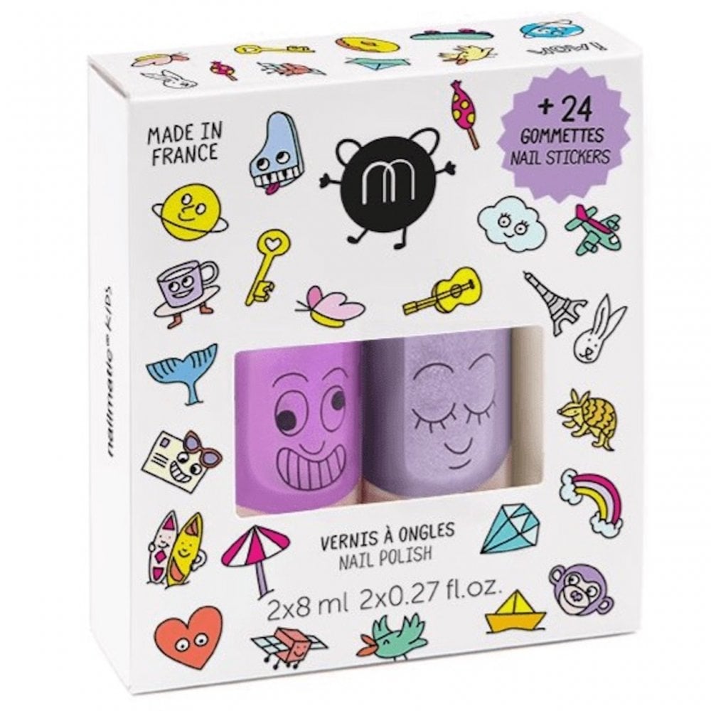 2 PACK NAIL POLISH WITH STICKERS - WOW