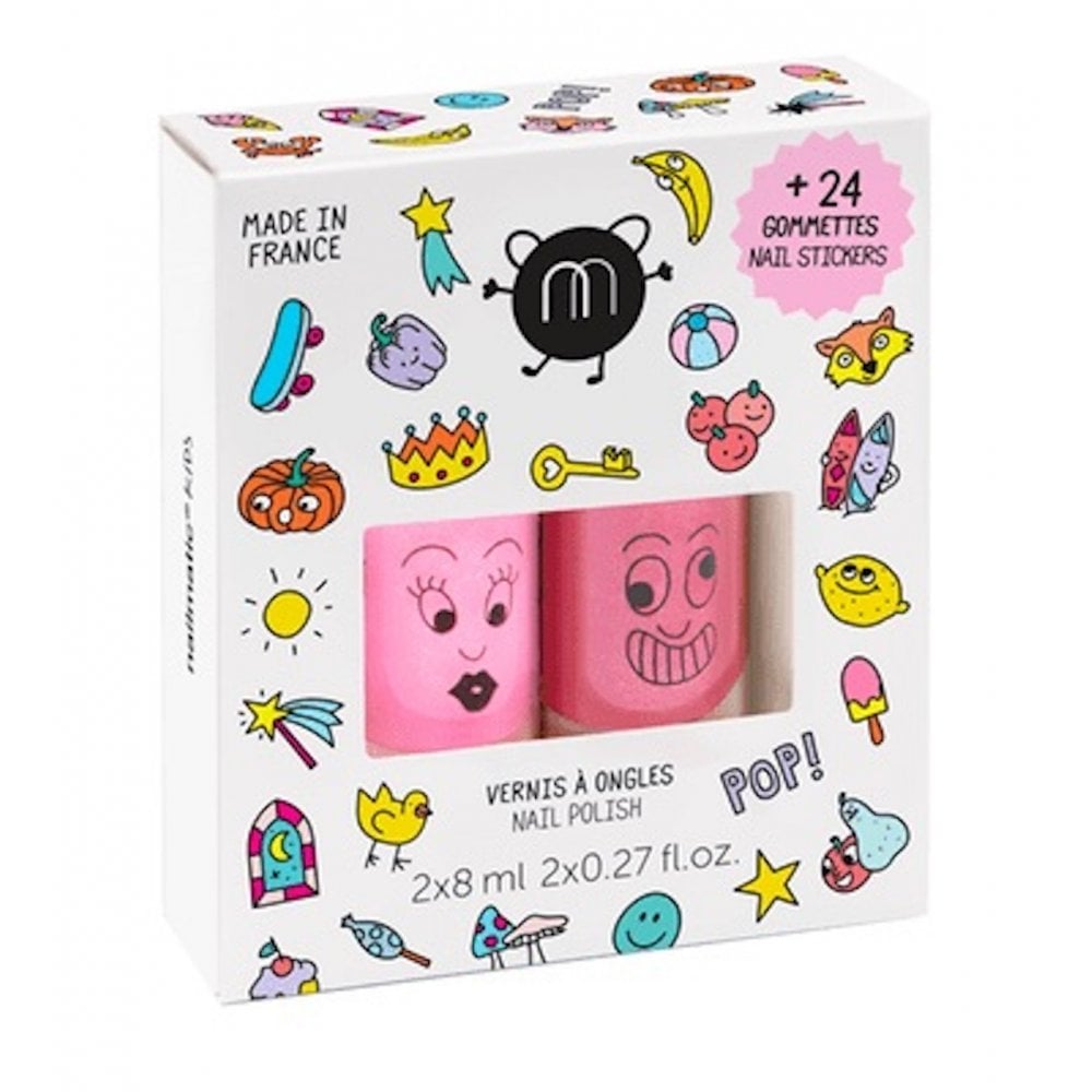 2 PACK NAIL POLISH WITH STICKERS - POP