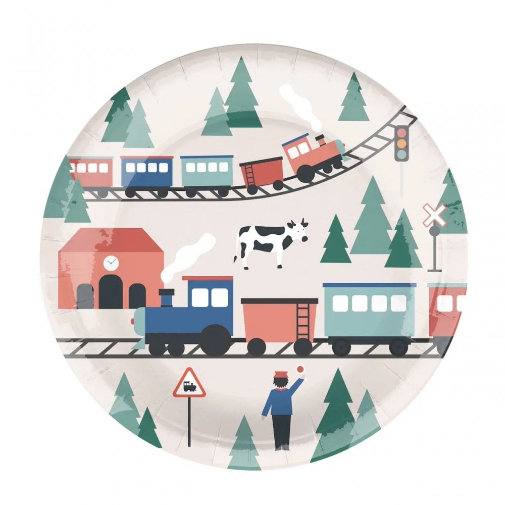 8 TRAIN RIDE PAPER PLATES