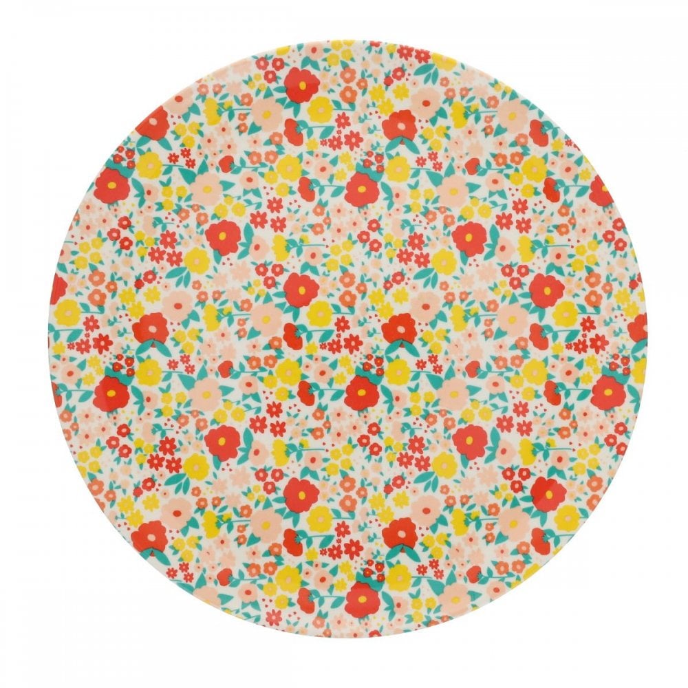 MELAMINE PLATE - FLOWERY LITTLE RED
