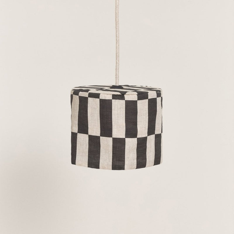 PENDANT LINEN LAMPSHADE 20cm VIBES - Black Tiles