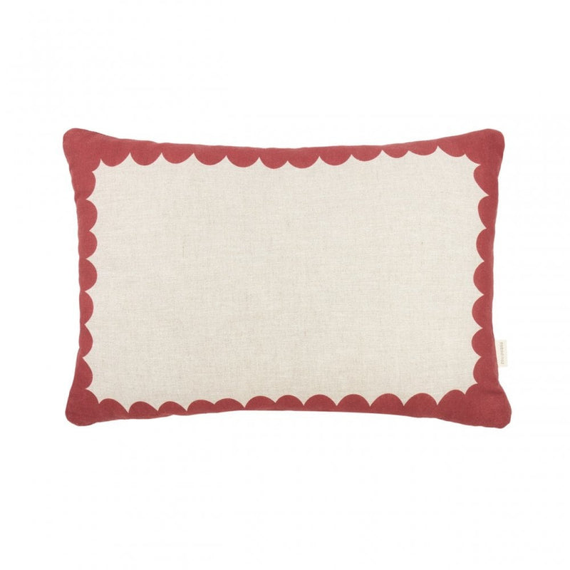 LARGE RECTANGULAR LINEN CUSHION VIBES - Carmine