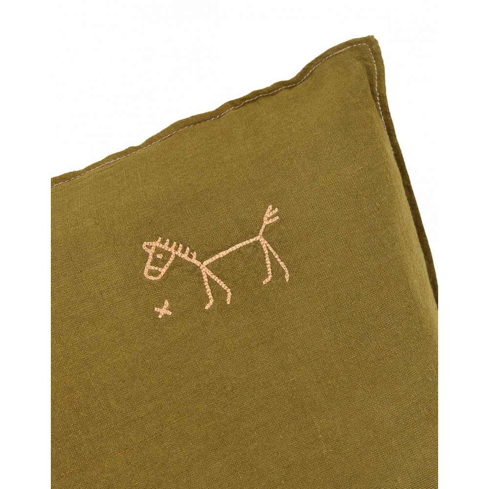 EMBROIDERED SQUARE CUSHION L1N0 WASHED LINEN 45x45cm