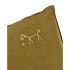 EMBROIDERED SQUARE CUSHION L1N0 WASHED LINEN 45x45cm