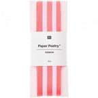 DUO STRIPE RIBBON - NEON PINK & WHITE