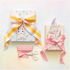 DUO STRIPE RIBBON - NEON PINK & WHITE