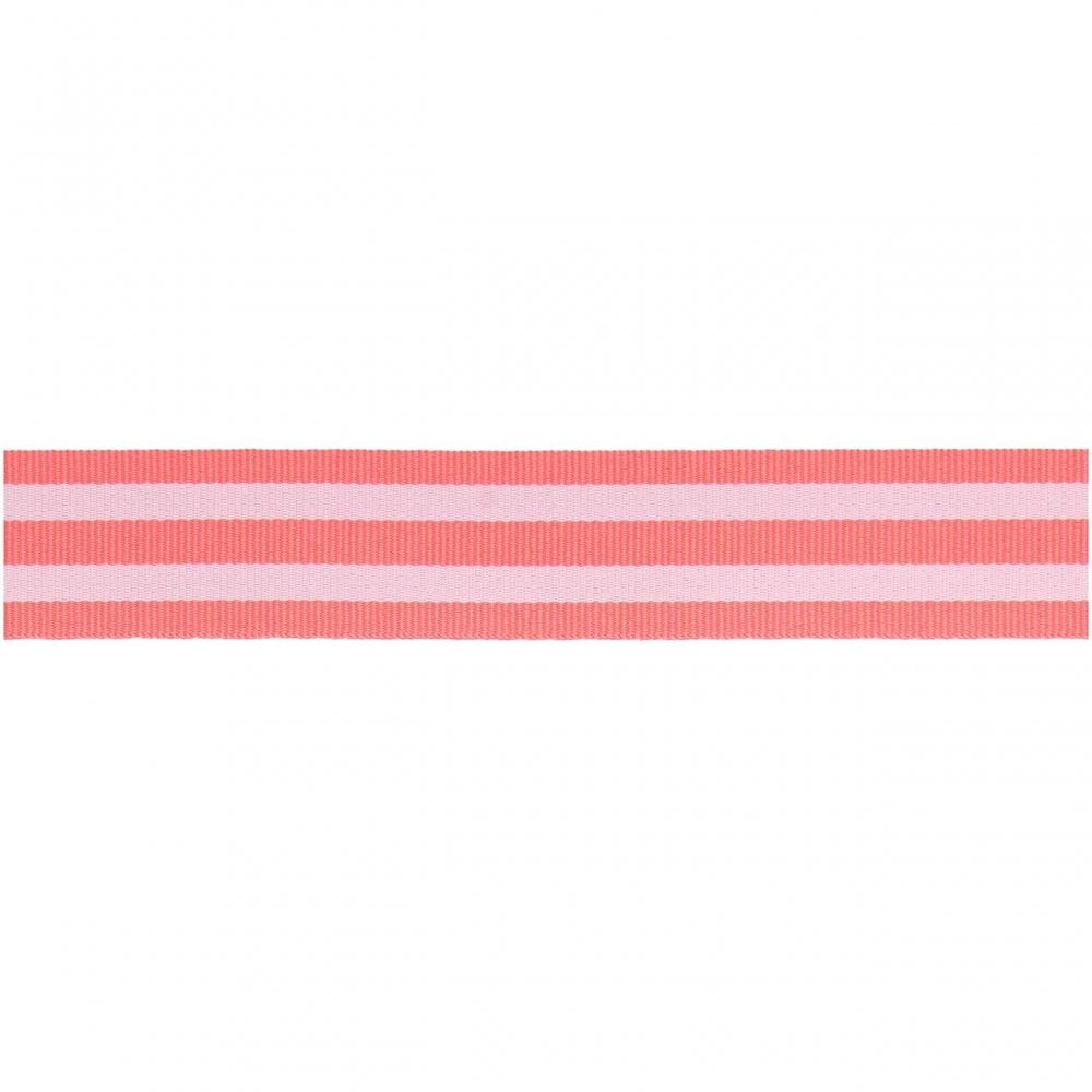 DUO STRIPE RIBBON - NEON PINK & WHITE