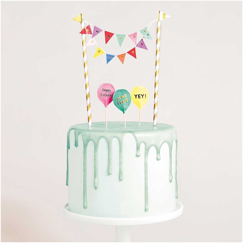 CAKE TOPPER - HAPPY BIRTHDAY FLAGS