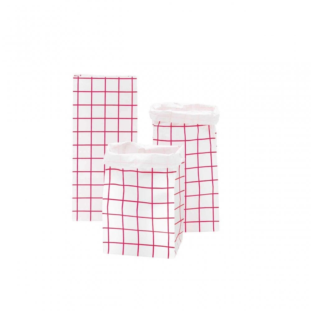 SMALL PAPER STORAGE BAGS - PINK CHECK