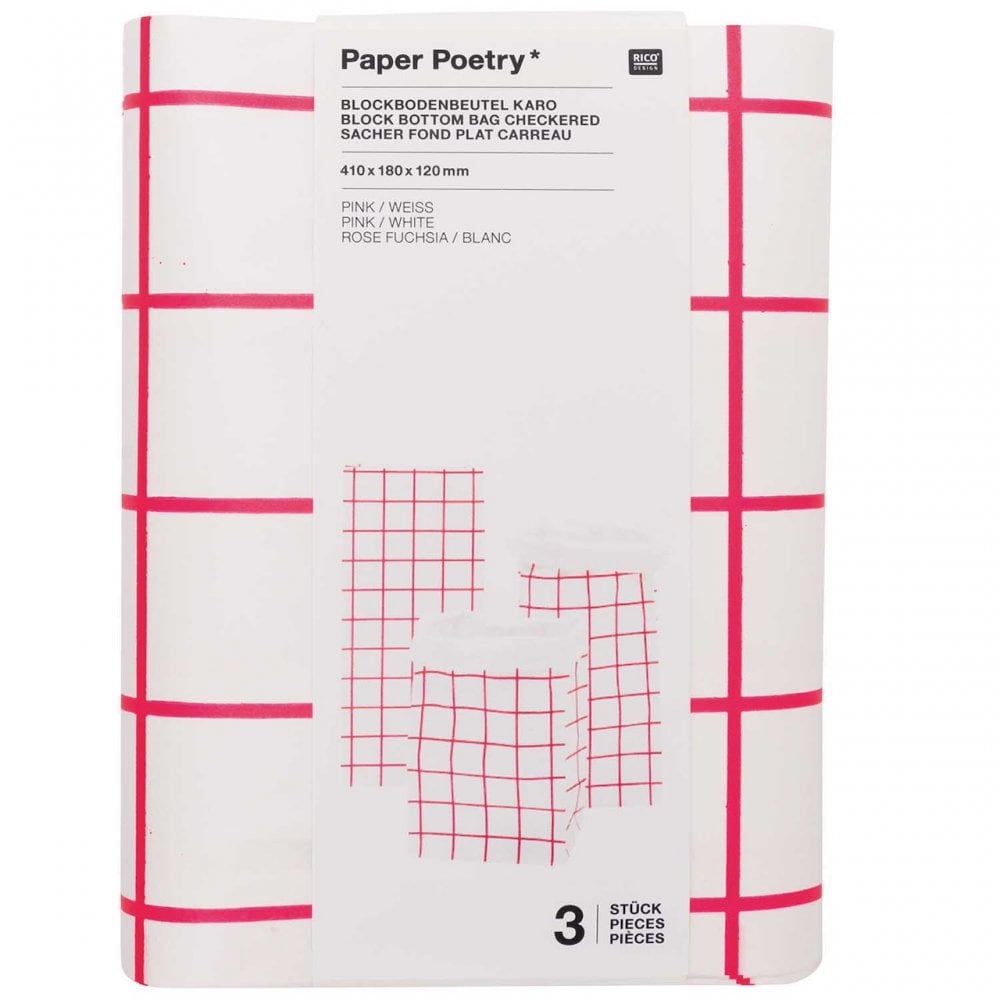 SMALL PAPER STORAGE BAGS - PINK CHECK