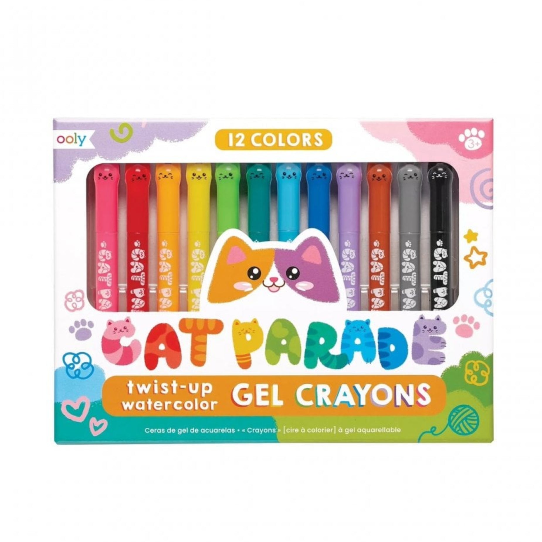CAT PARADE GEL CRAYONS - 12 COLOURS (3 YEARS+)