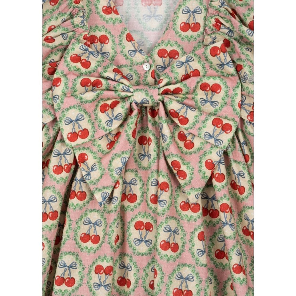 EVIA LONG SLEEVE BOW DRESS - CHERRY BOW