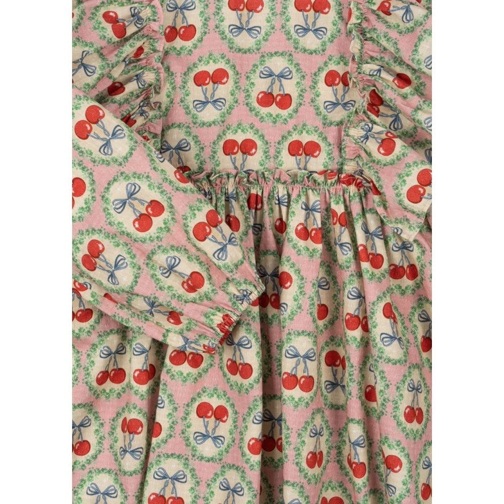 EVIA LONG SLEEVE BOW DRESS - CHERRY BOW
