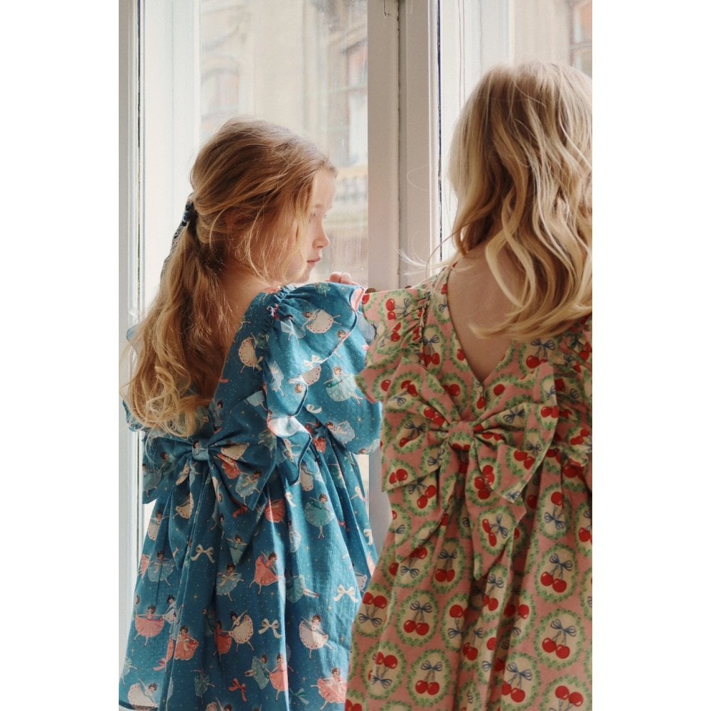 EVIA LONG SLEEVE BOW DRESS - CHERRY BOW