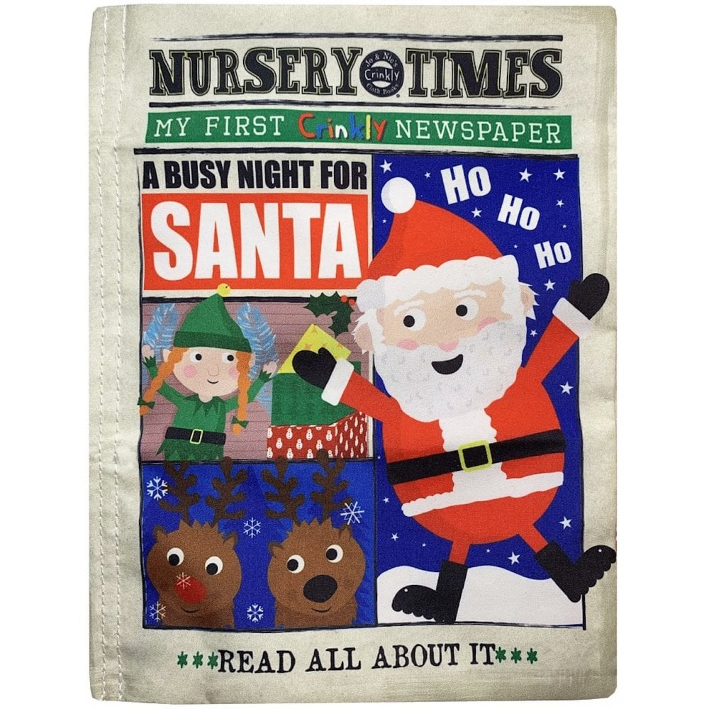 CRINKLY BOOK NEWSPAPER CHRISTMAS - A BUSY NIGHT FOR SANTA