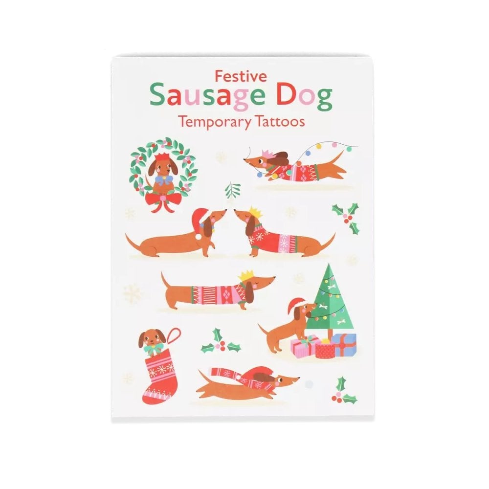 FESTIVE SAUSAGE DOG TEMPORARY TATTOOS