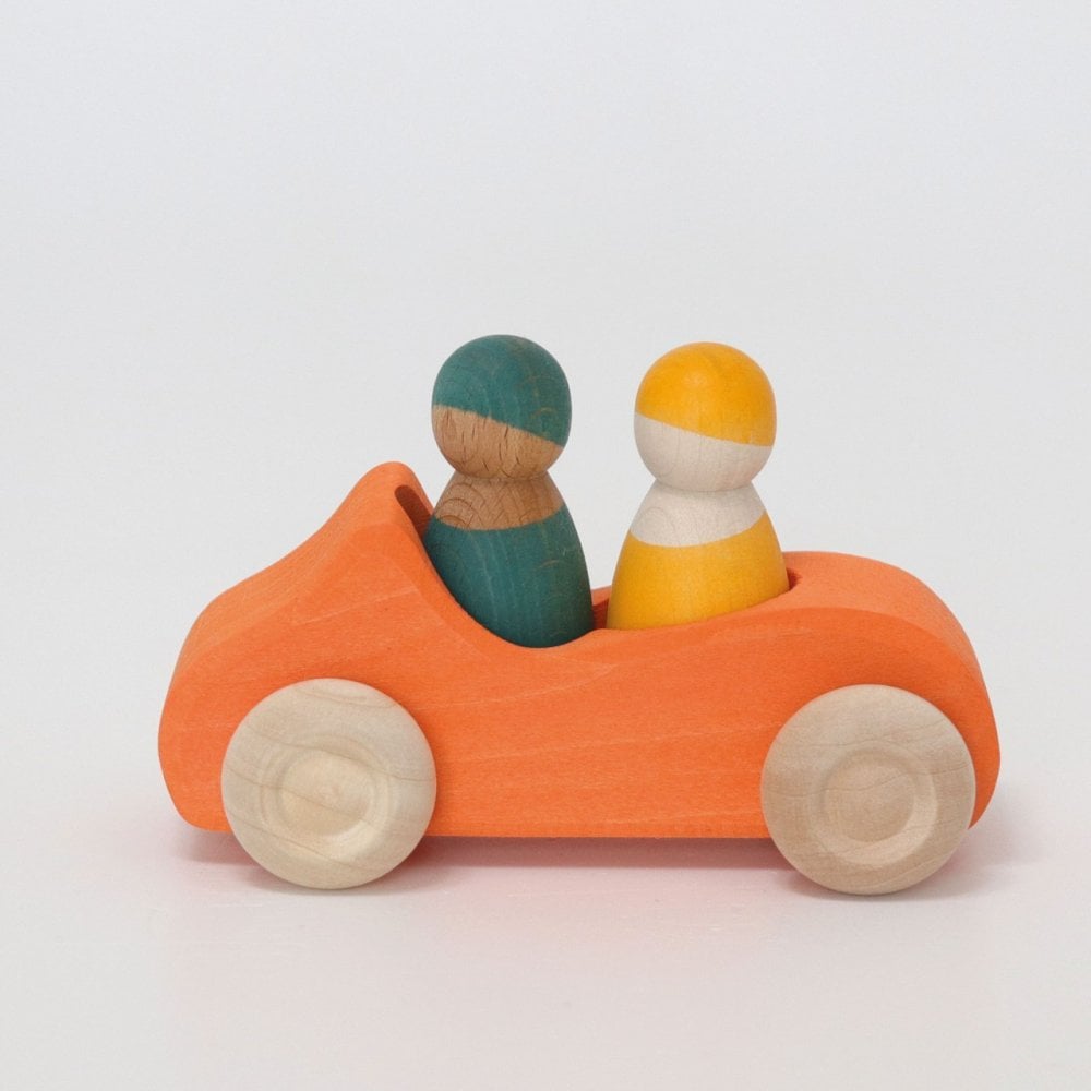 LARGE CONVERTIBLE WOODEN CAR - ORANGE