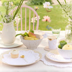 8 BRODERIE ANGLAISE LACE DINNER PLATES  - WHITE
