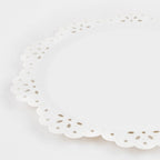 8 BRODERIE ANGLAISE LACE DINNER PLATES  - WHITE