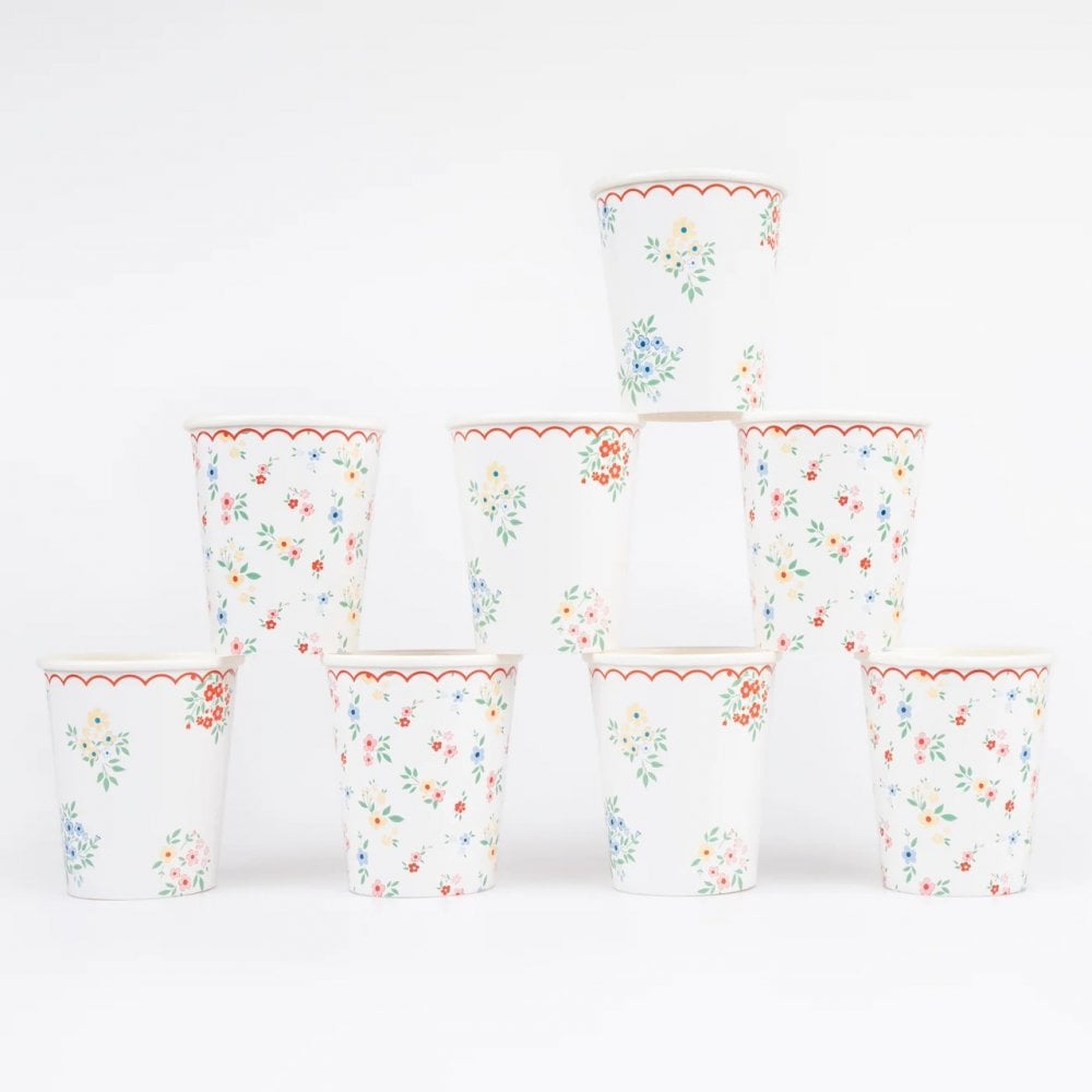 8 DITSY POSY SCALLOPED CUPS