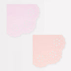 16 BRODERIE ANGLAISE LACE NAPKINS - PINK + PEACH